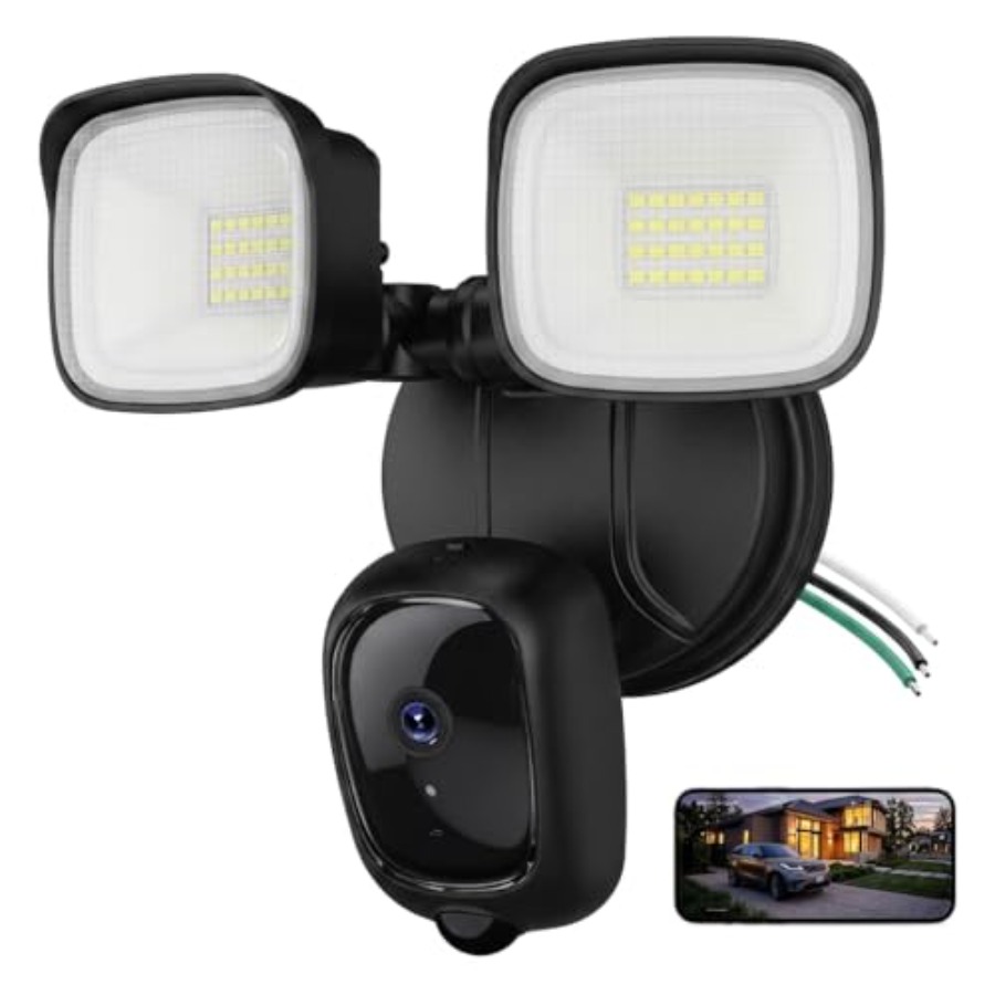 Outdoor Lighting Hardwired - 2K hardwired floodlight-camera, 3500LM buitenbeveiligingscamera met