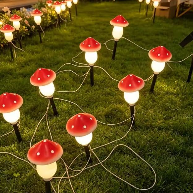 Outdoor Lighting Yard Decoration - Solar Mushroom String Lights Waterdichte buitenlampjes