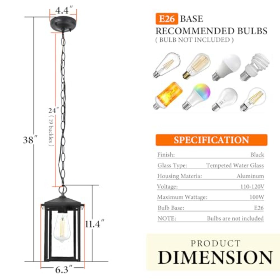 Buitenhanglampen voor patio, b - Outdoor Lighting Chandelier recensie en prijs