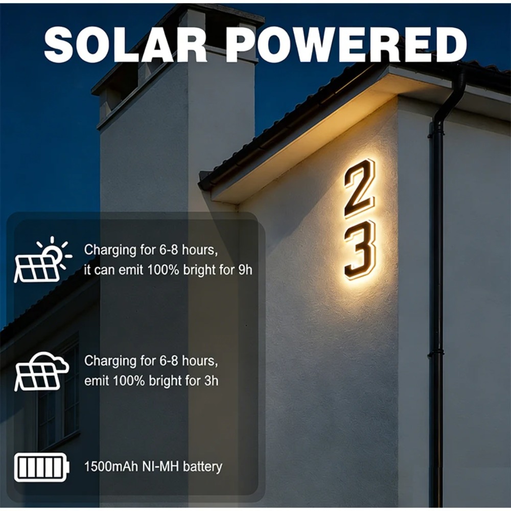 Solar LED huisnummerbord water - Outdoor Lighting Front Yard recensie en prijs