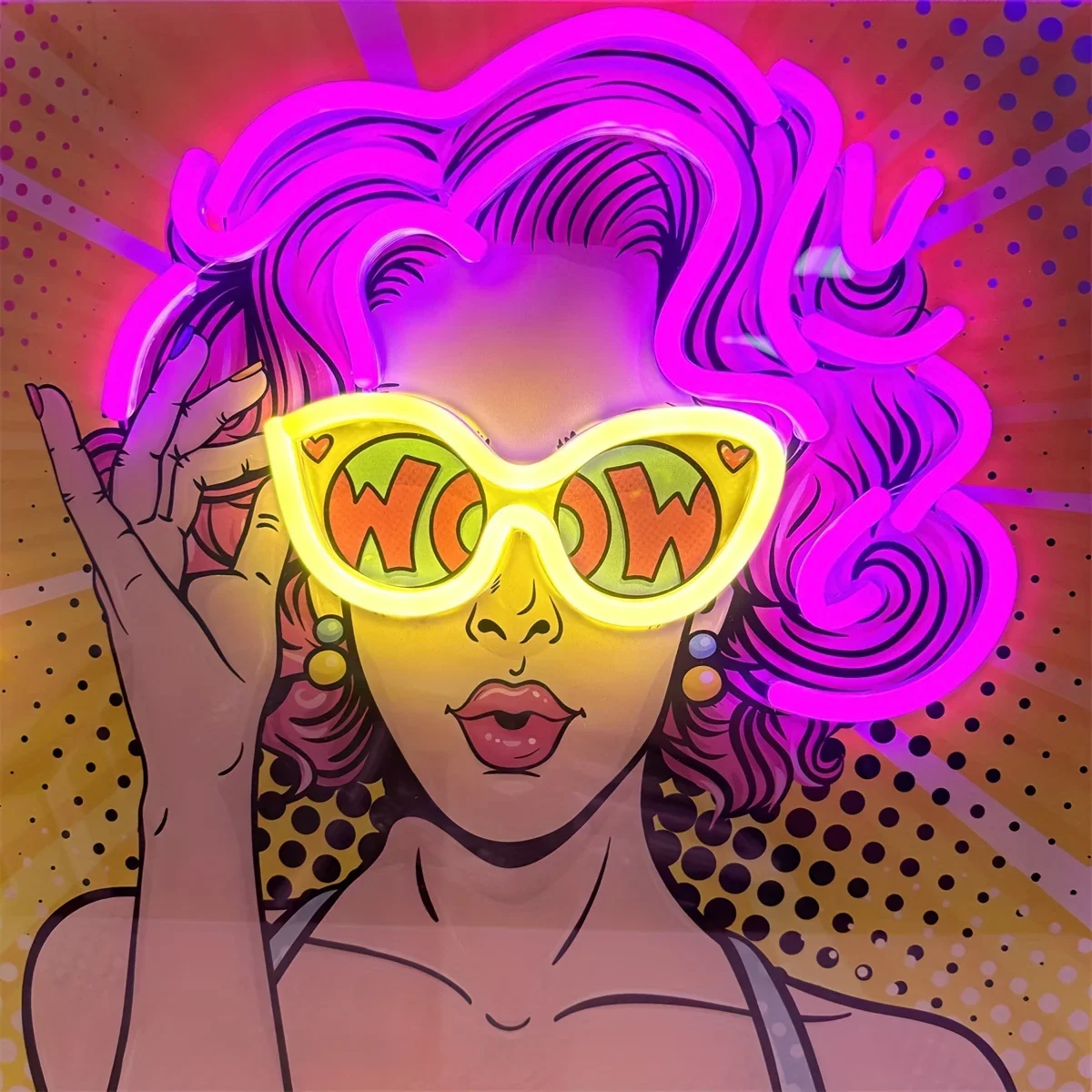 Wow Lady Pop Art LED-neonbord  - Outdoor Lighting Decor Wow recensie en prijs