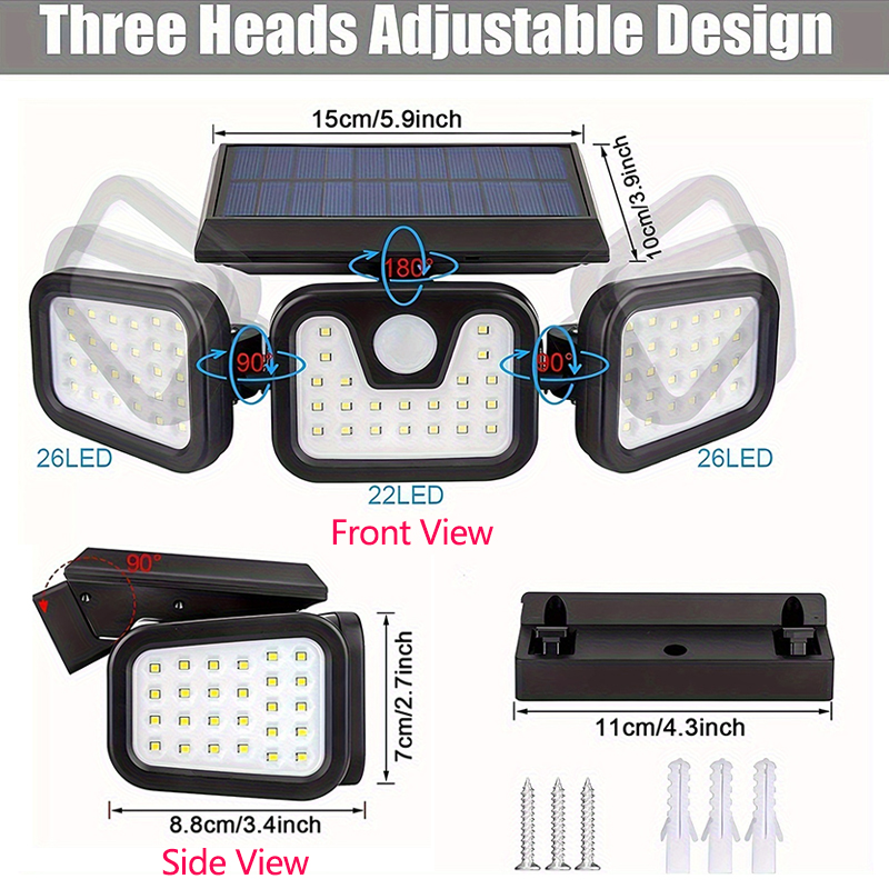 74LED Solar Light 3 Head Motio - Outdoor Lighting Front Yard recensie en prijs