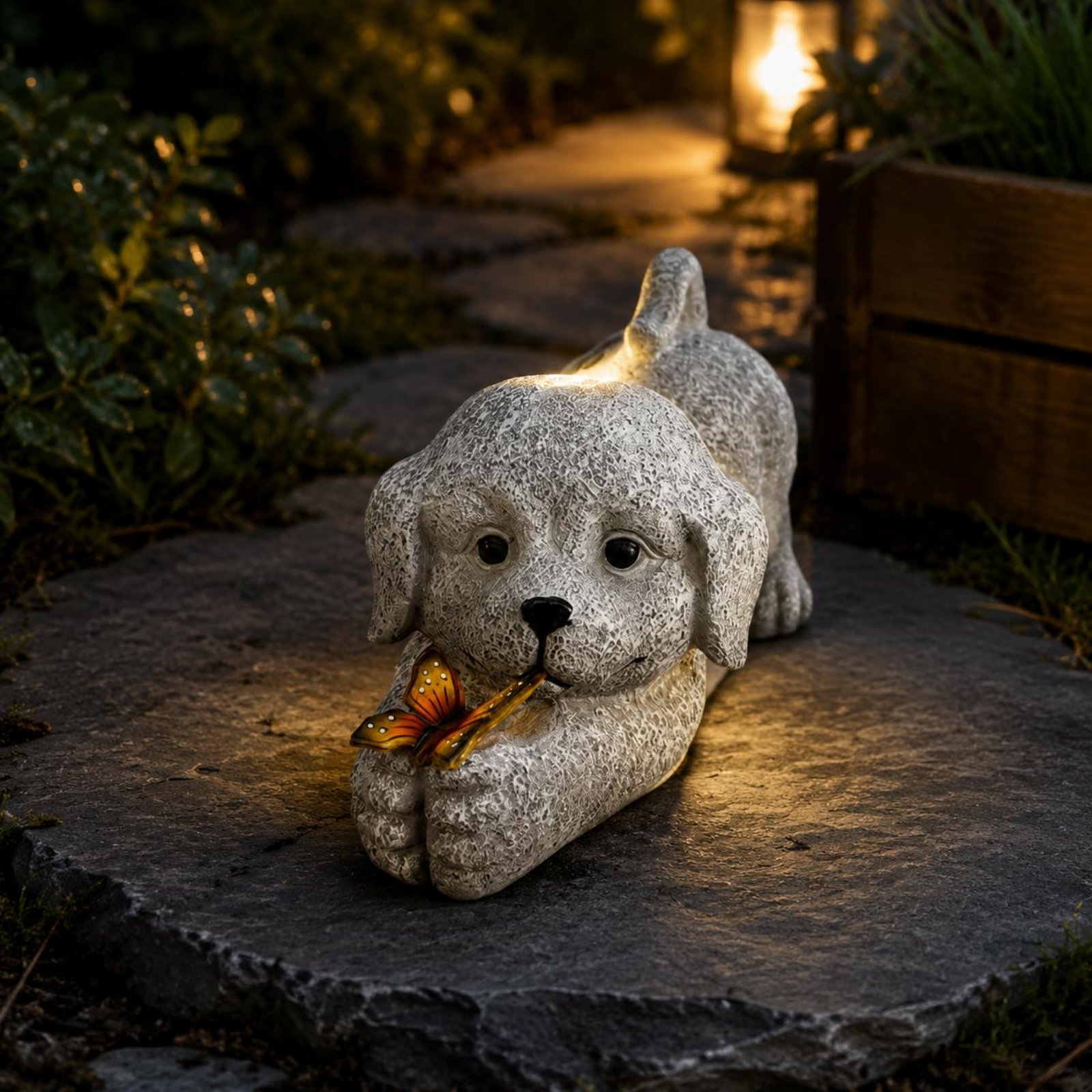Solar Dog Statue Resin Craft S - Outdoor Lighting Yard Decoration recensie en prijs
